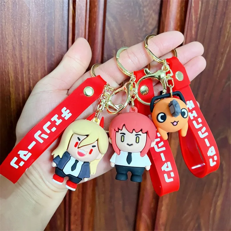 Anime Chainsaw Man Keychain Very Cool Soft Rubber Devil Denji Car Keyring Cute Pochita Toy Key Chain Bag Pendant Key