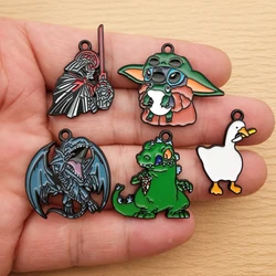 10pcs Cute Animal Cartoon Charm for Jewelry Making Enamel Necklace Earring Pendant Diy Accessories Alloy Metal Black Plated