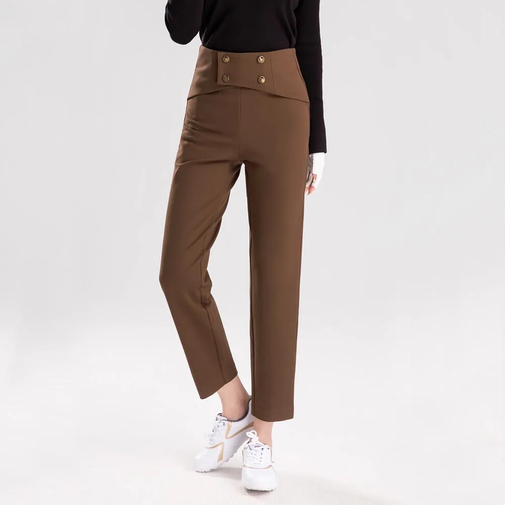 بلدي جولف المرأة السراويل الطويلة الخريف والشتاء الراقية تسع نقاط السراويل مرونة Sweatpants عالية الخصر الترفيه بنطال رياضي