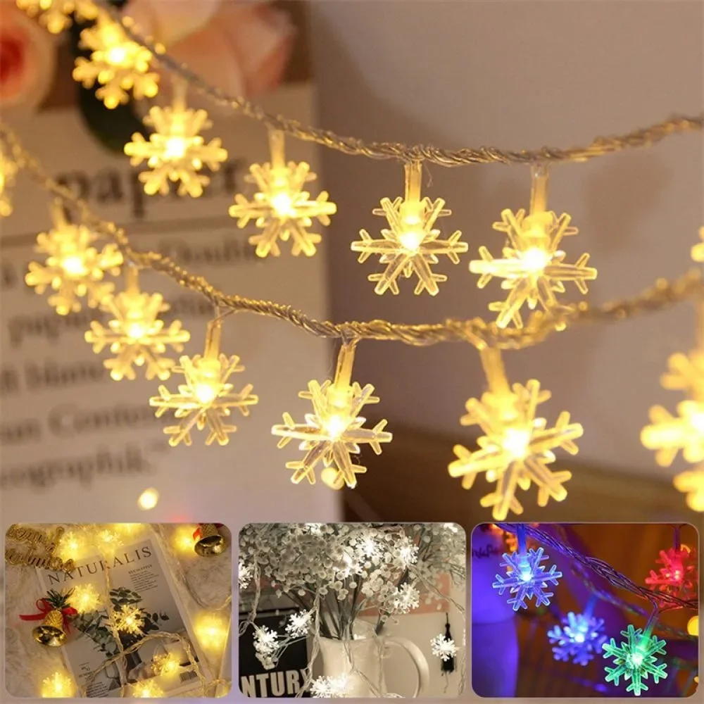 3M 20Lights Christmas Snowflake Lights String Battery Operated Xmas Tree Decoration Light Home Decor