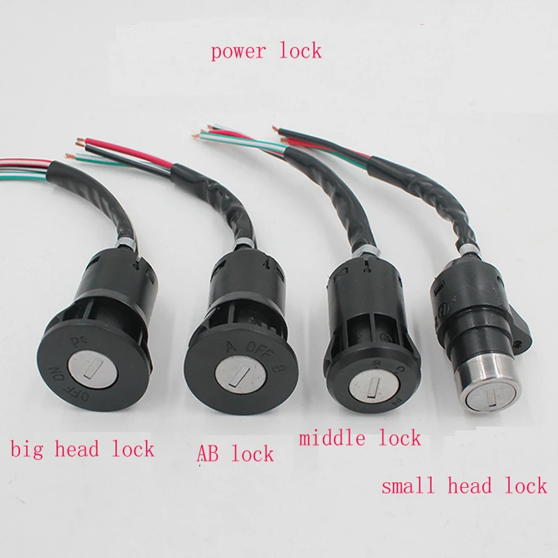 Electric Vehicle Power Lock Electric Door Lock Big Head Lock Middle Head Lock Small Head Lock Battery Car Tricycle Key Lock Swit