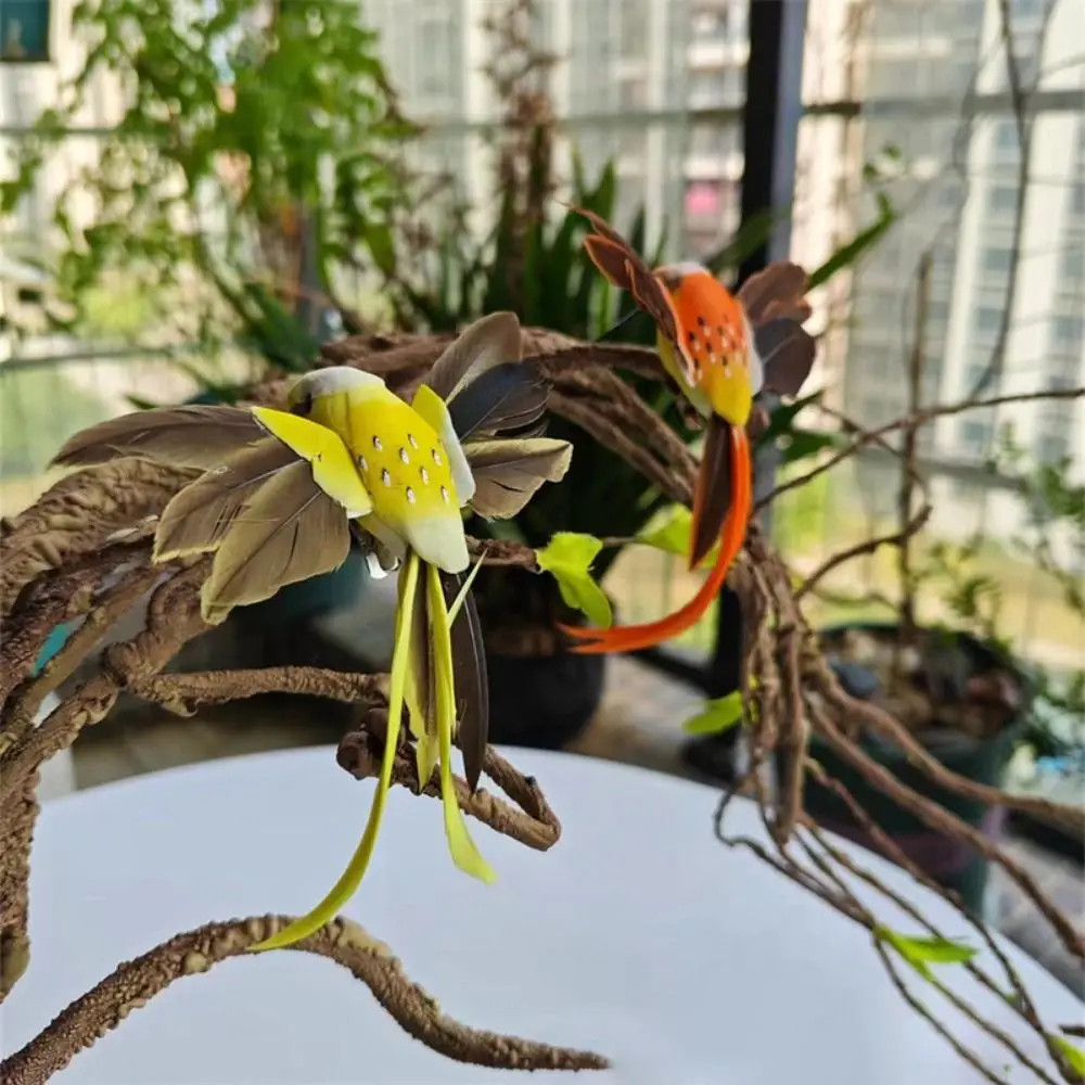 6 قطعة سهلة لتزيين ريشة اصطناعية محاكاة تمثال الطيور اللوحة 6 ألوان الطائر الطنان الملونة لطيف الطيور الشكل حديقة #1