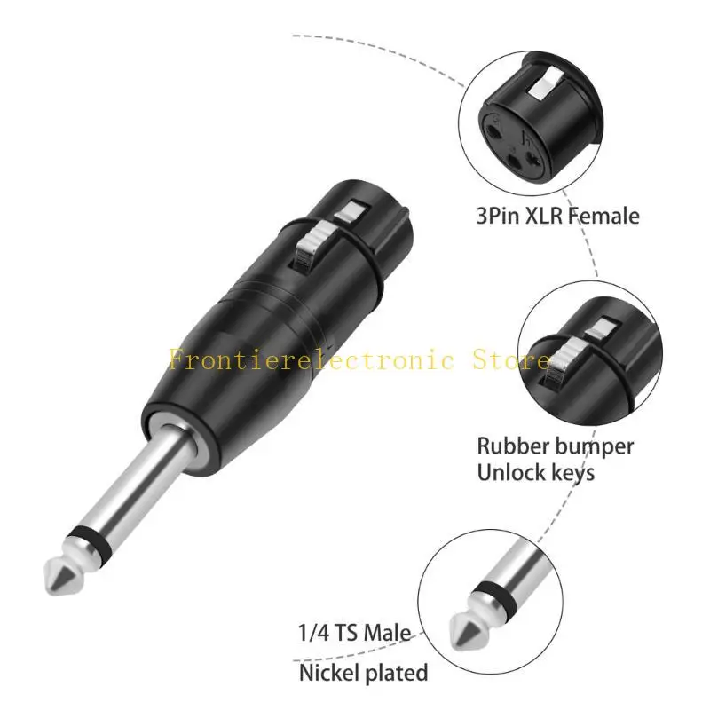 G8DB 3Pin Female to 6.35mm Male Mono Jacks Converters Adapter for Sound Device