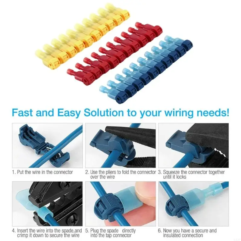 LXAF 60pcs Quick Splices Electrical Connectors Assortment T-Tap & Male Spades set Multifunctional Wire Splicing & Connecting set