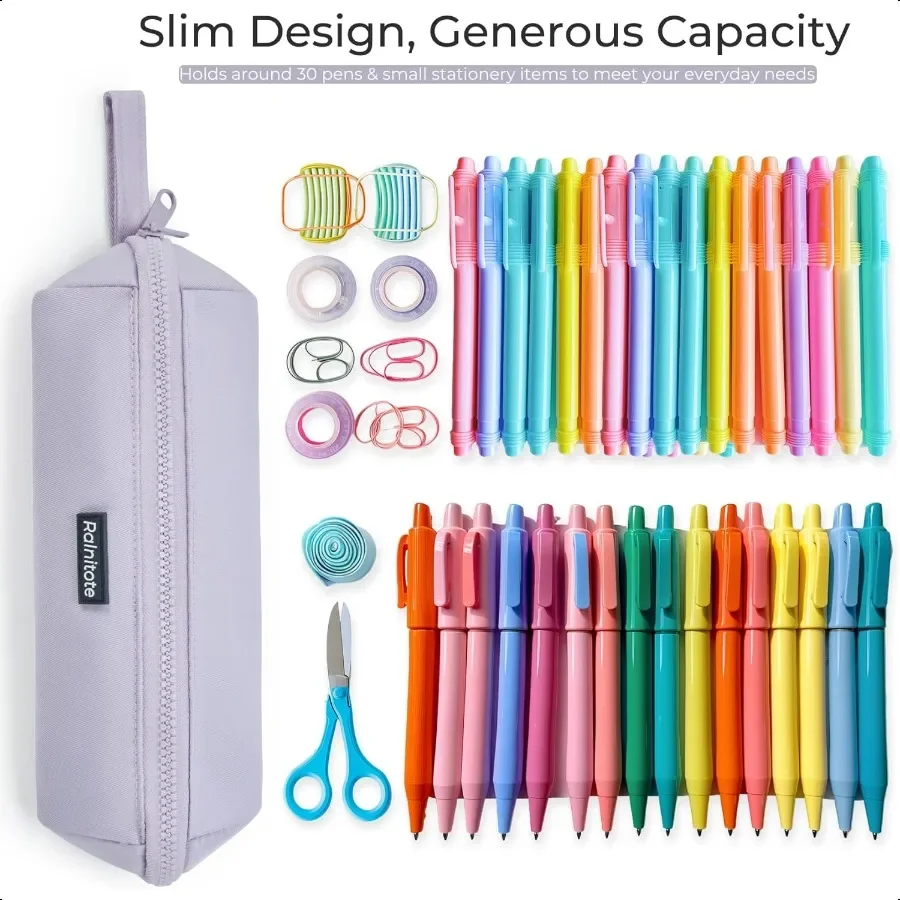حقيبة أقلام رصاص صغيرة بتصميم مفتوح 180 مقلمة رفيعة للفتيات والفتيان حقيبة أقلام جمالية لطيفة لمكياج المكتب المدرسي أو