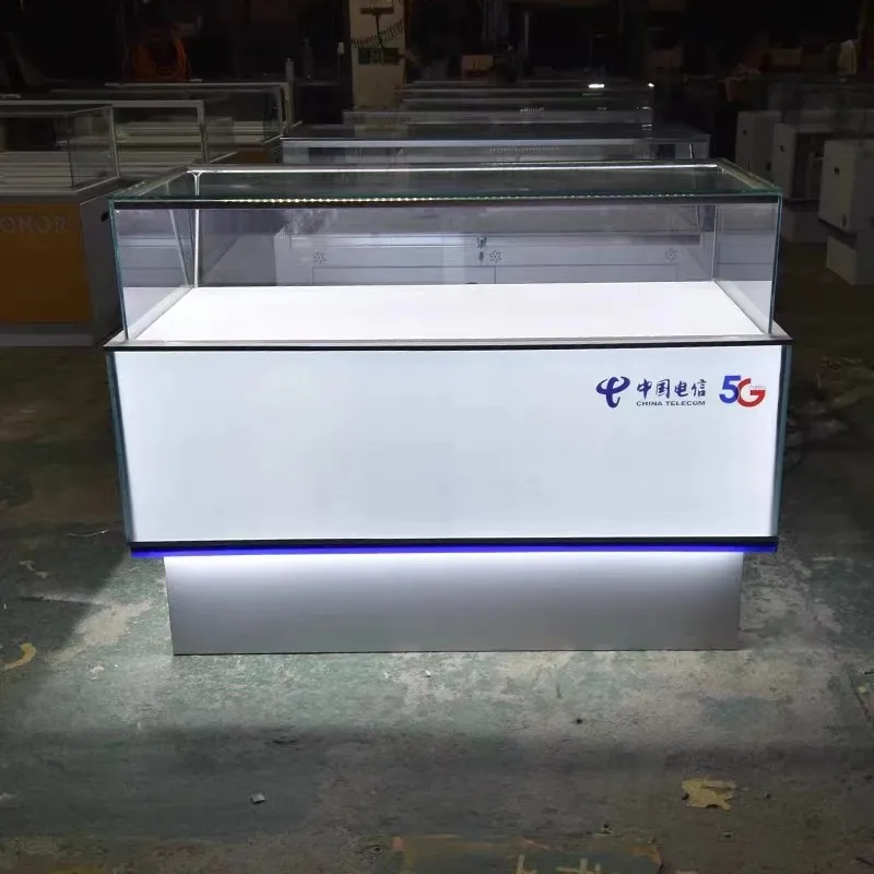 

Custom, high quality cell phone accessories shop furniture glass phone display cabinet counter mobile shop showcase design