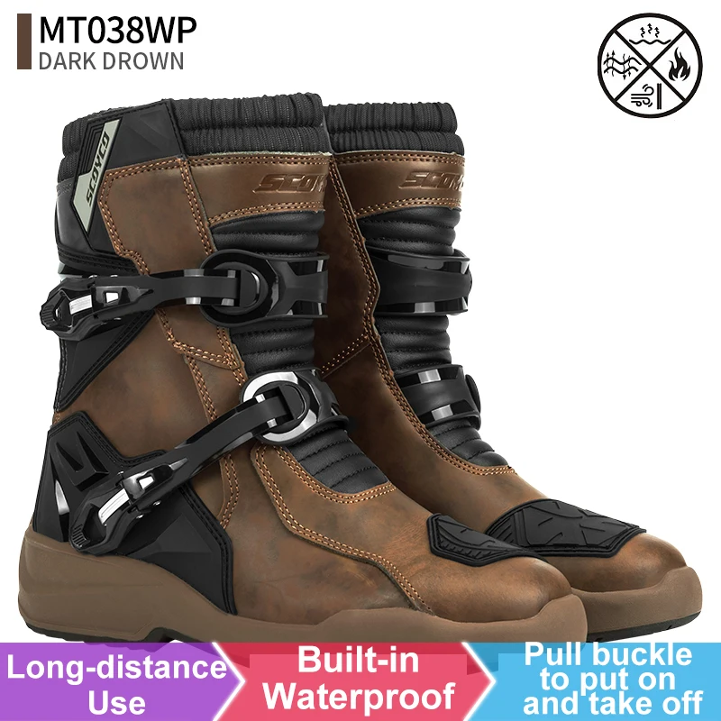 SCOYCO Motorcycle Protective Boots Men Waterproof Enduro