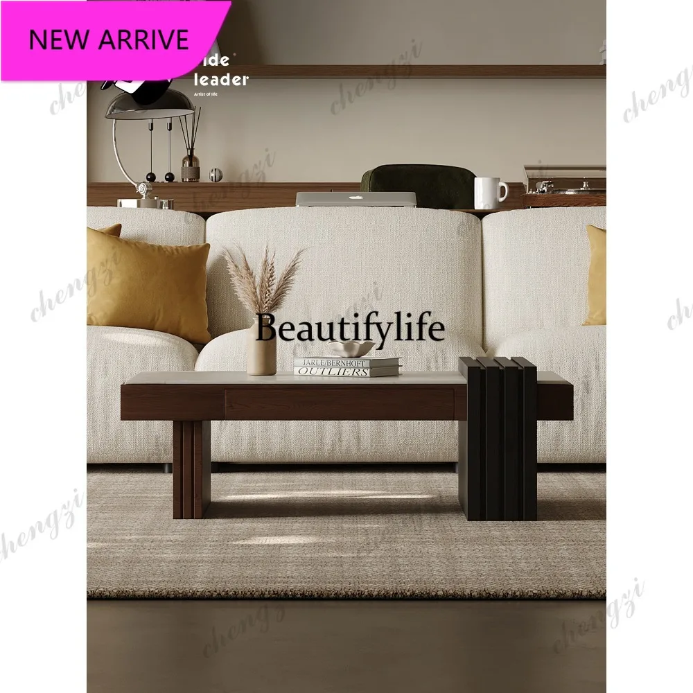 M132 Italian minimalist designer rectangular coffee table antique living room high-end microcrystalline stone coffee table