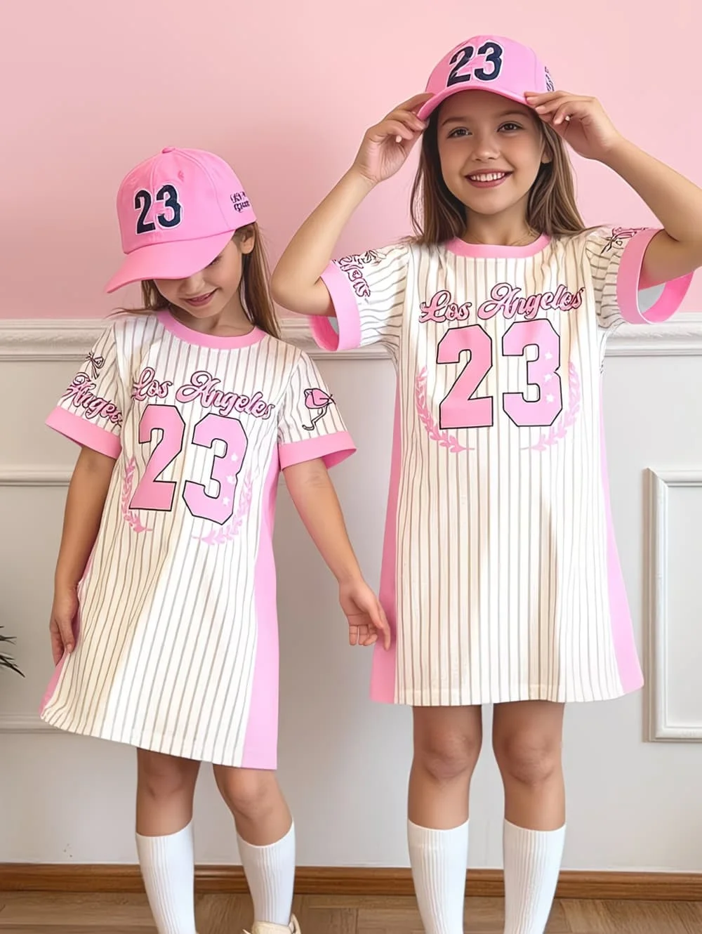 Girls Sports Jersey Dress Number 3D Print Crew Neck Short Sleeve Summer Dresses Outdoor Baseball Sport Style Causal Girl Clothes