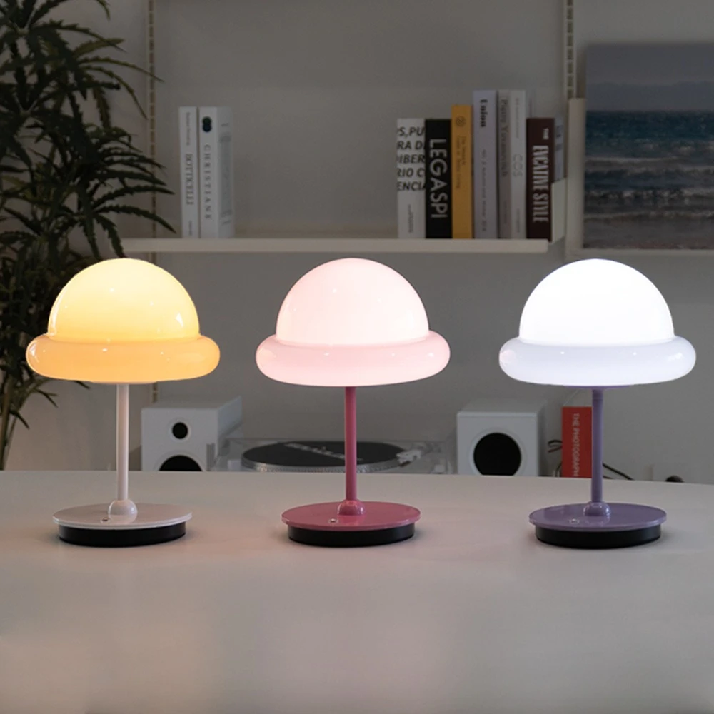 Simple Design Rechargeable Table Lamp Cute Color Decorative Ambient Light LED Bud Desk Lamp Bedroom Bedside Light