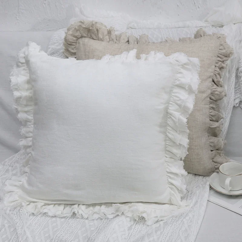 Wabi-Sabi Shams Shabby Chic Pillowcases, Ruffled Pillow Cases, Farmhouse Ruffle Country, Elegant 100% Linen, Vintage Decorative