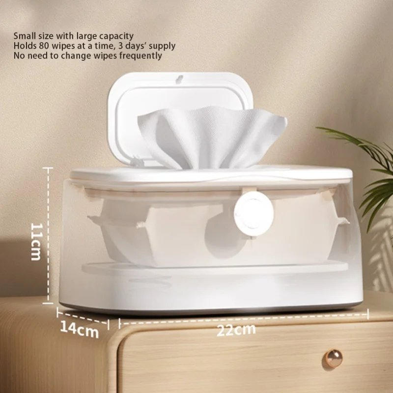 USB Powered Wipe Warmer 3 Speed Night Light 3 Levels Temperature Adjustment Large Capacity Spring Design Wet Wipes Dispenser