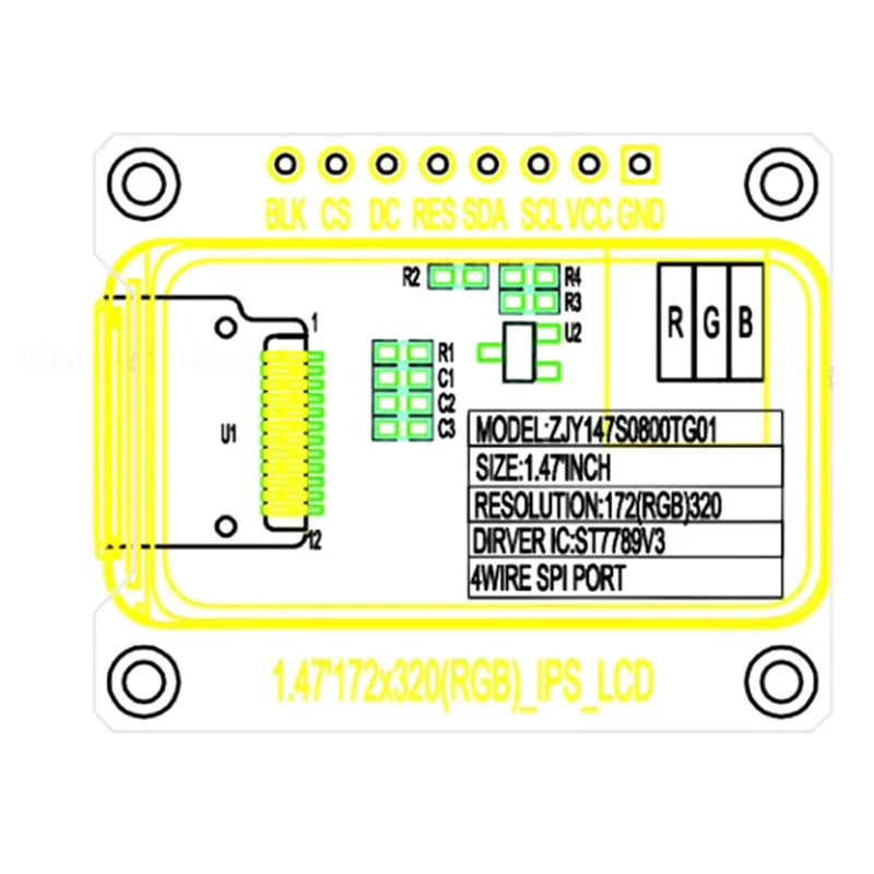 Prachtige LCD-module HD-scherm AT7789 Drives 172X320 seriële poort LCD-scherm Lassen BOE
