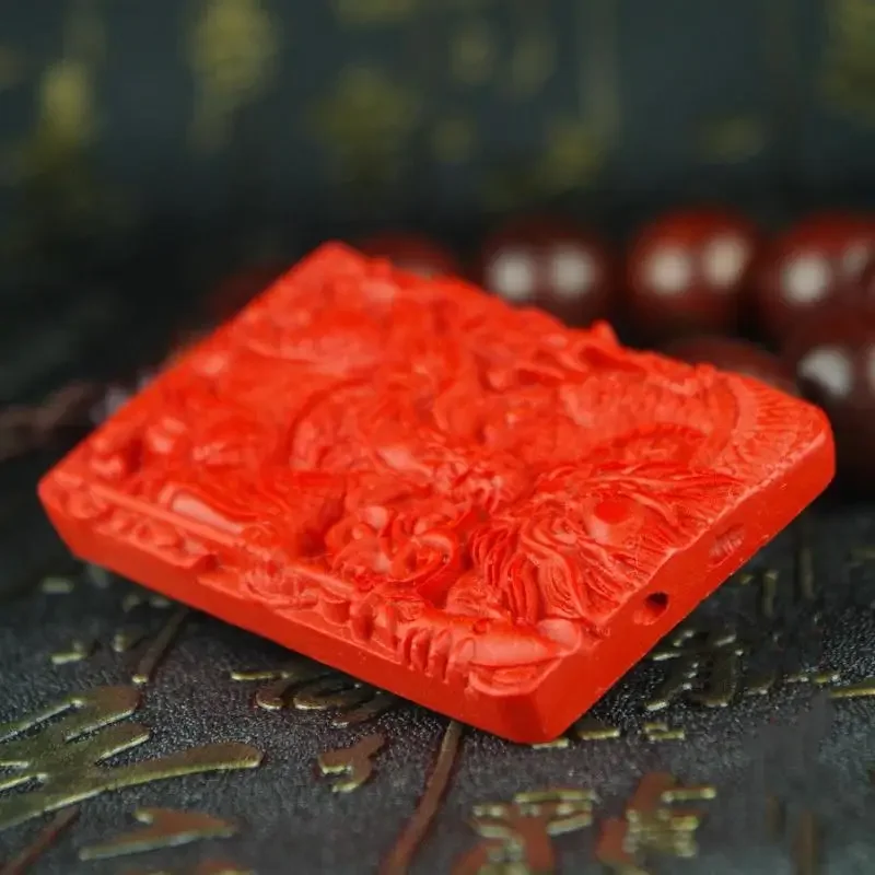 Natural Red Cinnabar Carving Lacquer Chinese Dragon Guan Yu statue