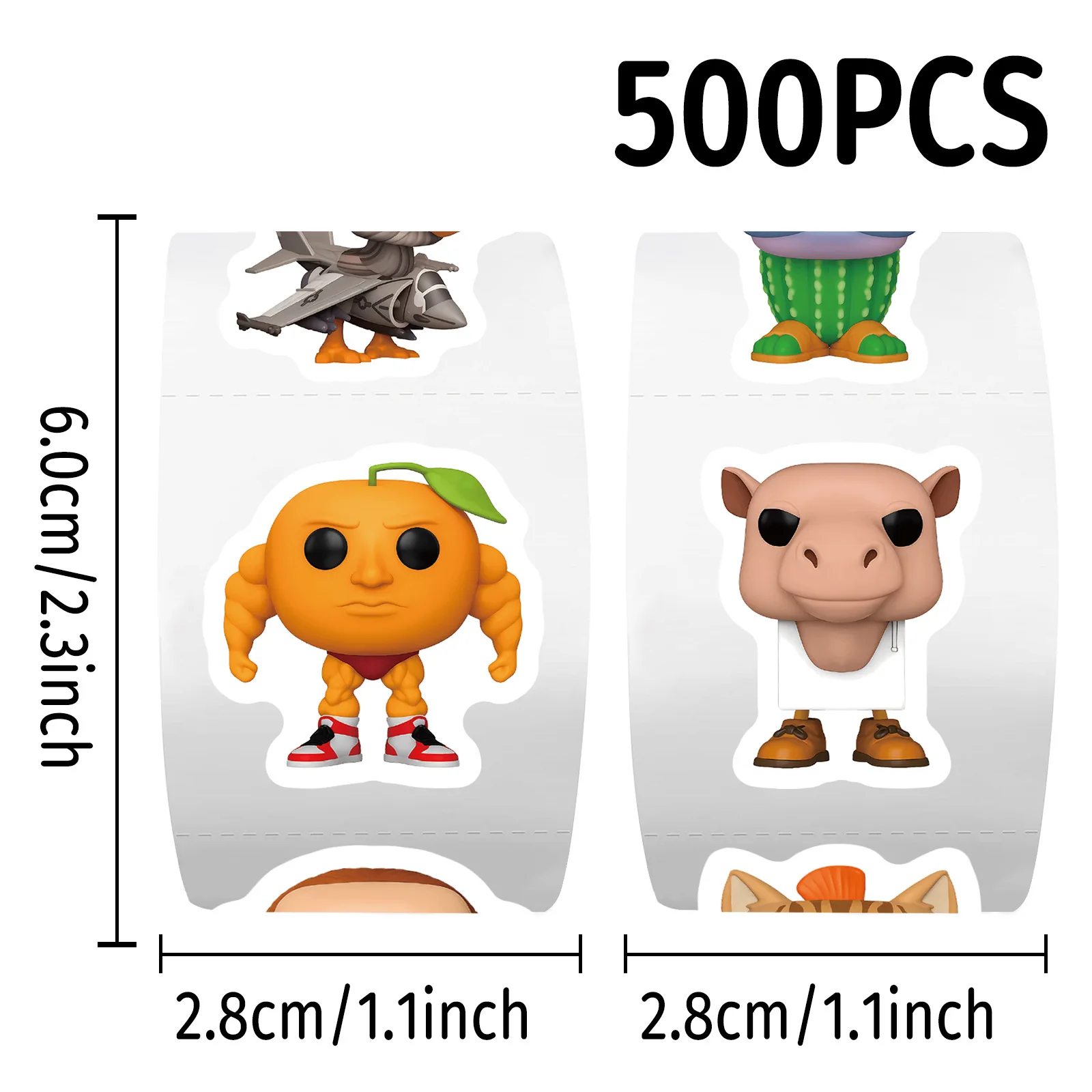 500 Stickers Per Roll Exotic Shan Hai Jing Creature Sticker Roll, DIY Journal Funny Stickers for Luggage & Notebook Decoration