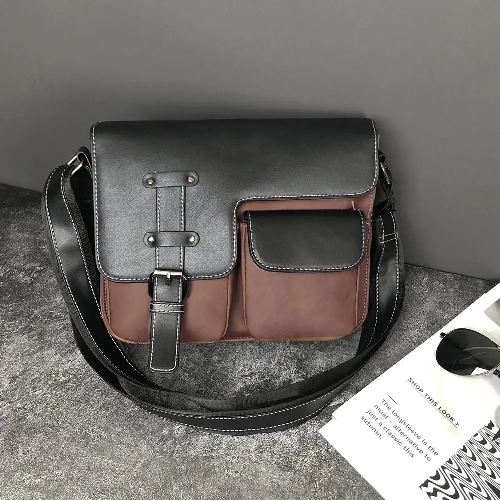 

Dull Polish Male Shoulder Bag Fashion Multi Layer Wear Resistant Messenger Bag Casual Textured Hardware Crossbody Bag Men