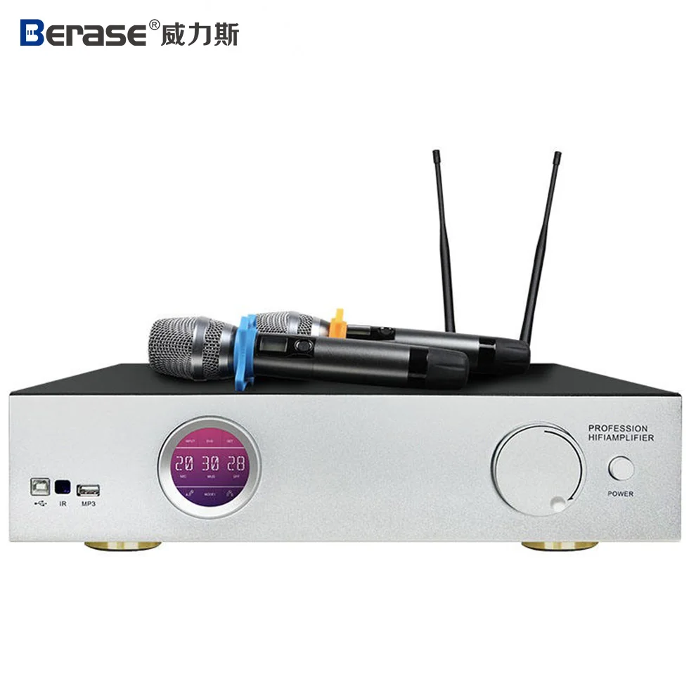 Berase DK-450 3 in 1 Multifunction DSP Digital Front Stage Karaoke Microphone Amplifier Reverberator Professional Sound System A
