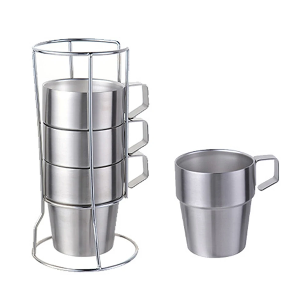 

Для кемпинга, дома, кружки из нержавеющей стали 304, набор кружек для кемпинга, диаметр нижней части чашки 6 см, кружка из нержавеющей стали с двойными стенками