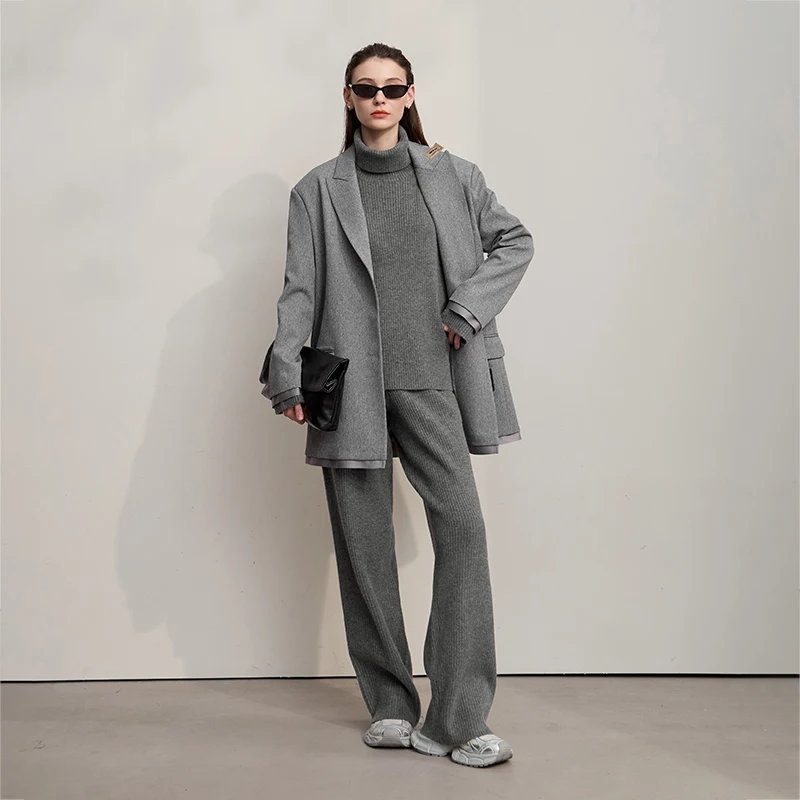 Sweter damski Amii 2025 Zima Nowy Ciepły Sweter Komfortowy z Golfem Luźny Sweter Damski z Długim Rękawem Dzianinowy 12544070