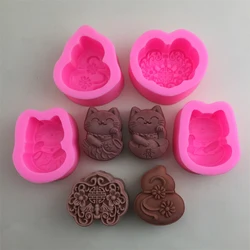 1 Pcs of Chinese Style Silicone Mold, Ruyi Lock Gourd, Fortune Cat Silicone Mold, Ice Cream Chocolate Soap Gypsum Candle Mold