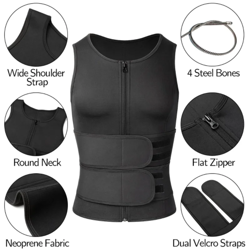 Shaper do corpo dos homens Cintura Trainer, Cinta seu Abdome, Sweat Vest, Emagrecimento Roupa Interior, Perda de Peso Camisa, Queimador de Gordura,