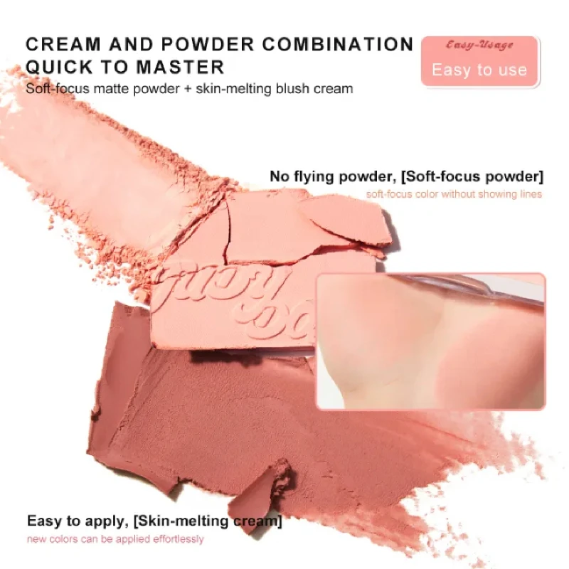 Judydoll Blush Highlight Palette crème et poudre combinaison multi-usages Palette fard à paupières sous les yeux doux-focus mat