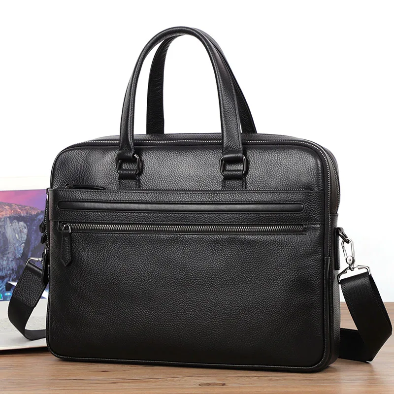 Leather Men\'s Briefcase Bag Large Capacity Laptop Handbags Male Genuine Leather Shoulder Bags High quality Men Bags Business