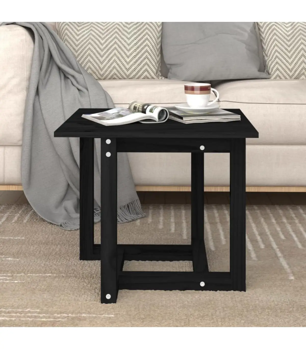 Coffee table Black Pine solid wood coffee table 50x50x45 cm