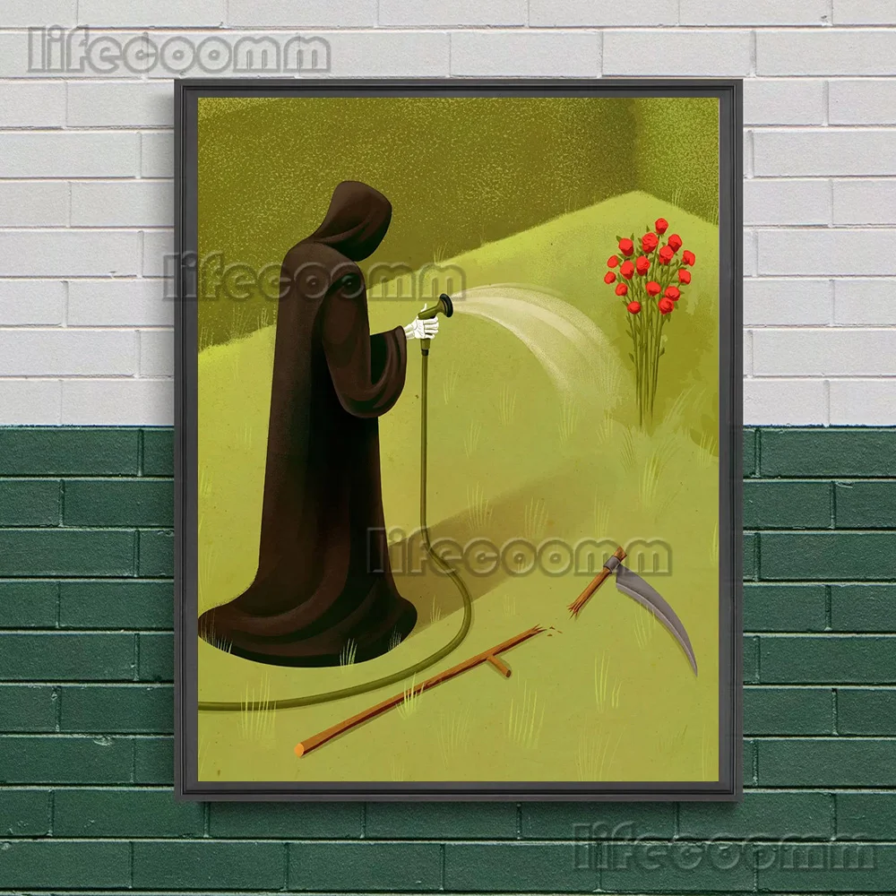 The Witch And The Death Who Love Life Abstract Wall Art Canvas Painting Mantis Beauty Art Poster Print Home Decoration Unframed
