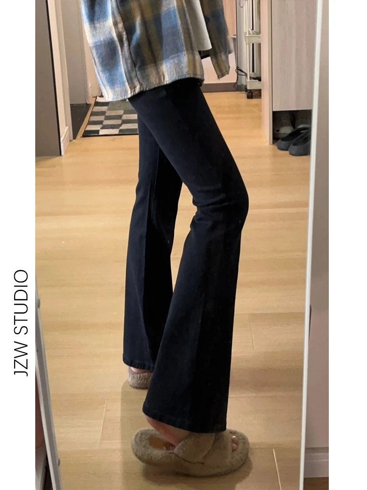 Bla Fce Jeans in denim micro svasato foderati Autunno Inverno da donna taglie forti Dimagranti Vita alta Elastico Slim Fit Zoccolo P...