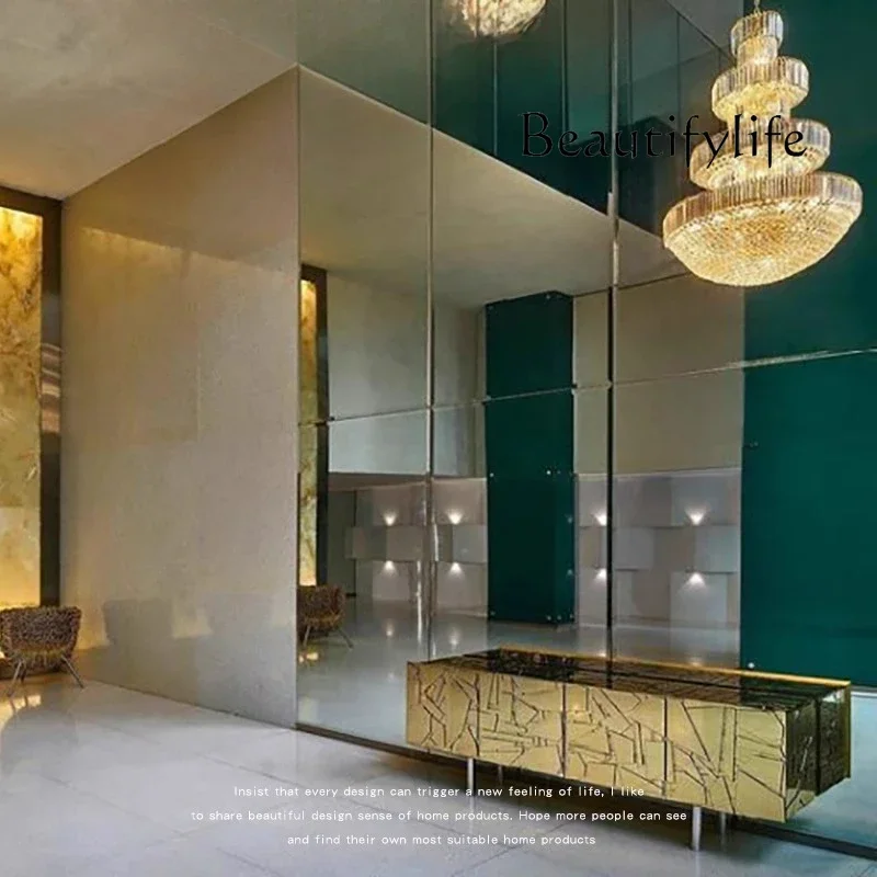 X Modern Fashion Creative TV Cabinet Mirror Glass Splicing Side Cabinet Designer Locker