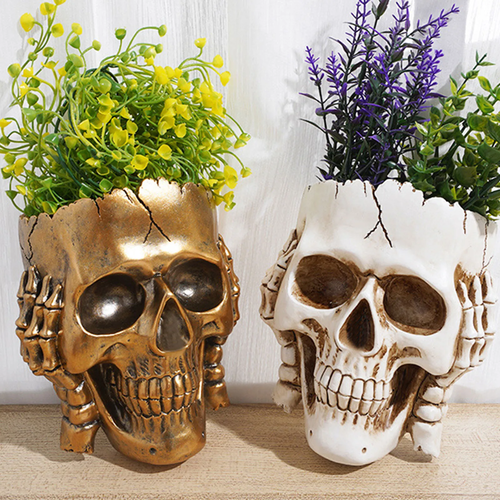 Hanging Planter Skull Flower Pot Home Decor Creepy Wall Planter For Indoor And Outdoor Plants Unique Modern Gothic Vase Drainage