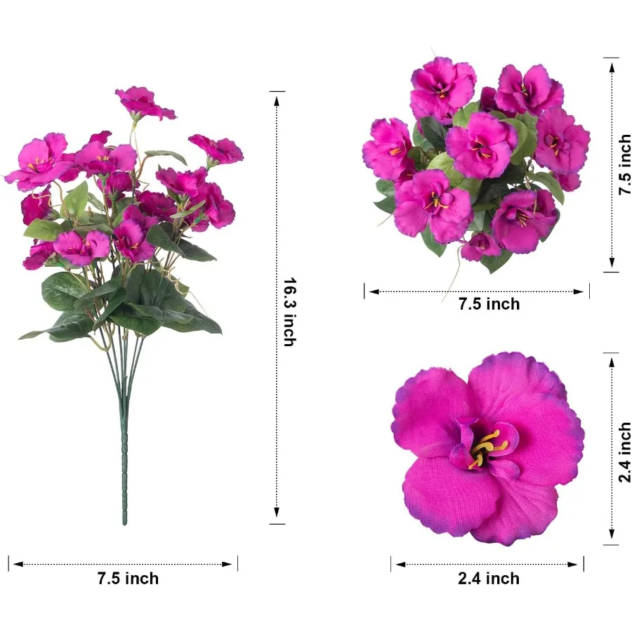 الكركديه الزهور الاصطناعية النباتات للديكور في الهواء الطلق 6 حزم الحرير الكركديه باقة الزهور الاستوائية الاصطناعي واقعية UV