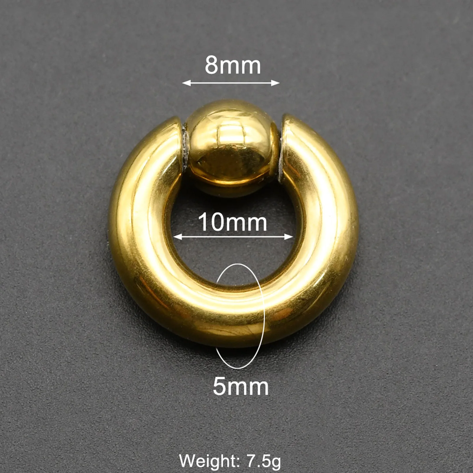 Large Gauge Surgical Steel Septum Piercing Nose Ring, Captive Bead