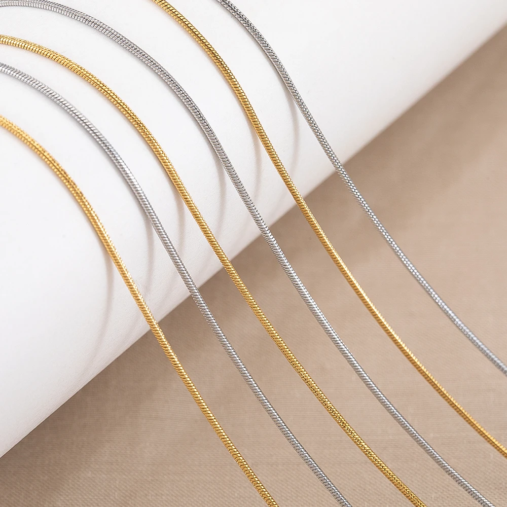 5pcs/Lot 1mm Width Snake Chains With Lobster Clasp Stainless Steels DIY Women Necklace Chains Jewelry Making Materials Wholesale