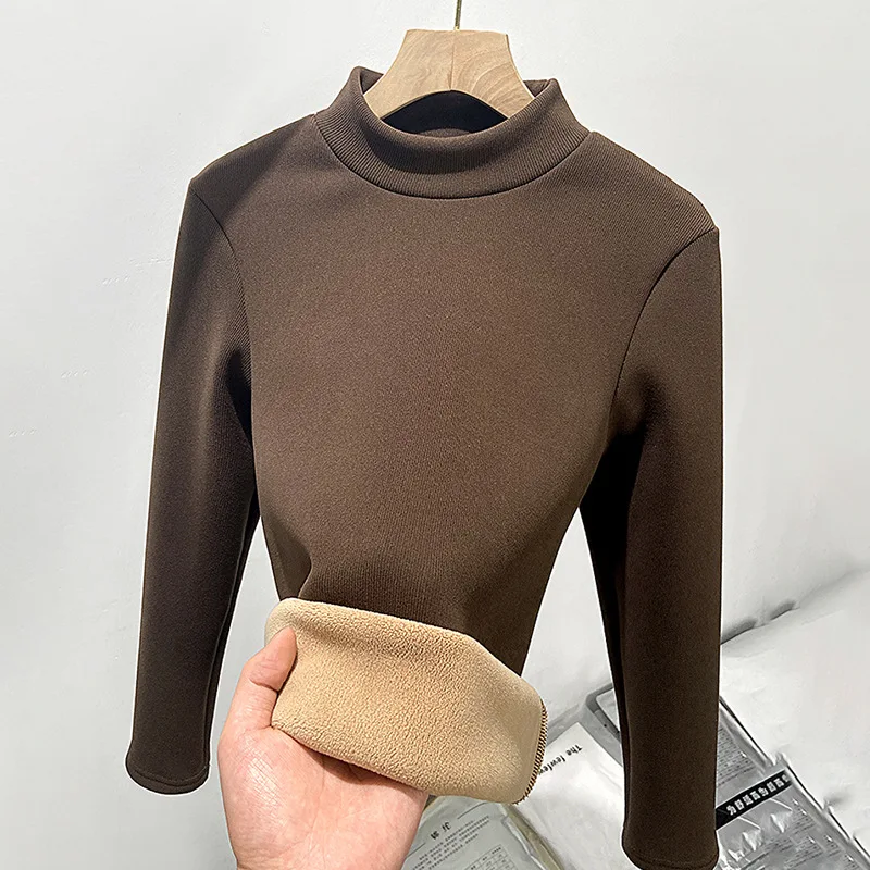 Thicken Velvet Turtleneck Sweater Women Korean Fashion Lined Warm Sueter Knitted Pullover Slim Top Winter Jersey Knitwear Jumpe