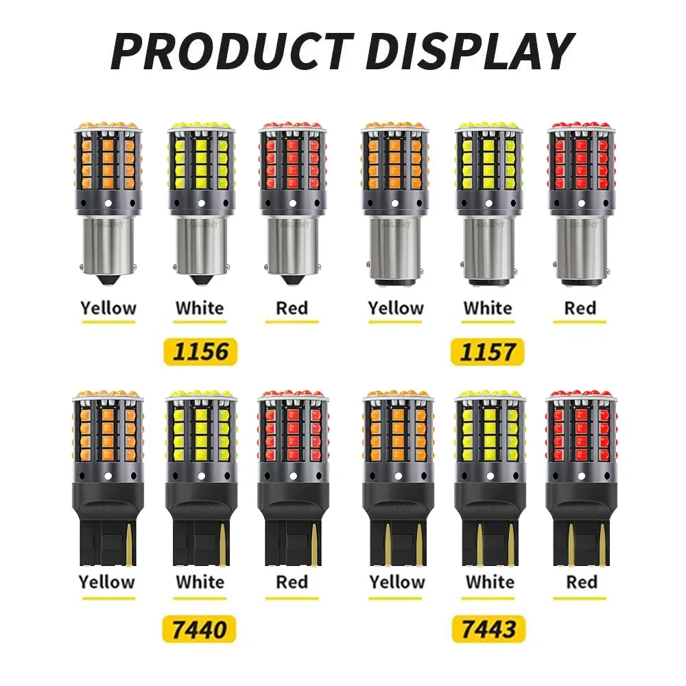 2x1157 BAY15D P21/5W 1156 BA15S P21W BAU15S PY21W LED Canbus 3030 44SMD 7440 7443 W21W T20 bombilla de luz de freno inverso de señal de giro