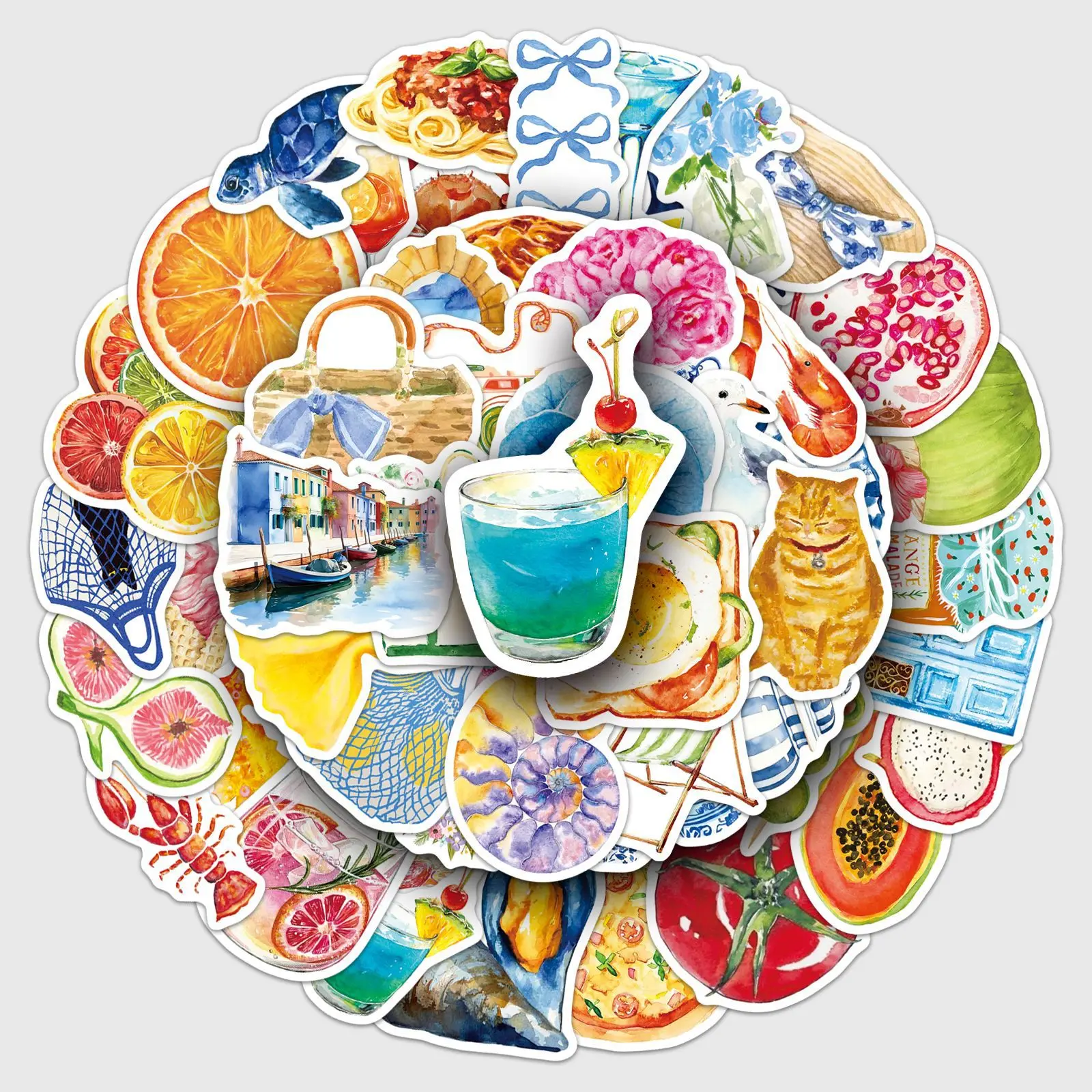 

50PCS Mediterranean Aesthetic Graffiti Stickers for Girls Fresh and Creative DIY Refrigerator Water Cups Skateboard Toys Gifts