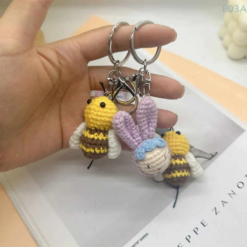 Novelty Cute Knitting Bee Keychain Little Bees Keychain Pendant Keyring Keyholder Party Jewelry Gifts