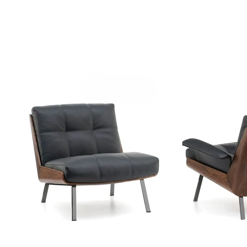 

ZF Solid Wood Single-Seat Sofa Chair Small Apartment Home Living Room Leather Fabric Casual Lounge Chair