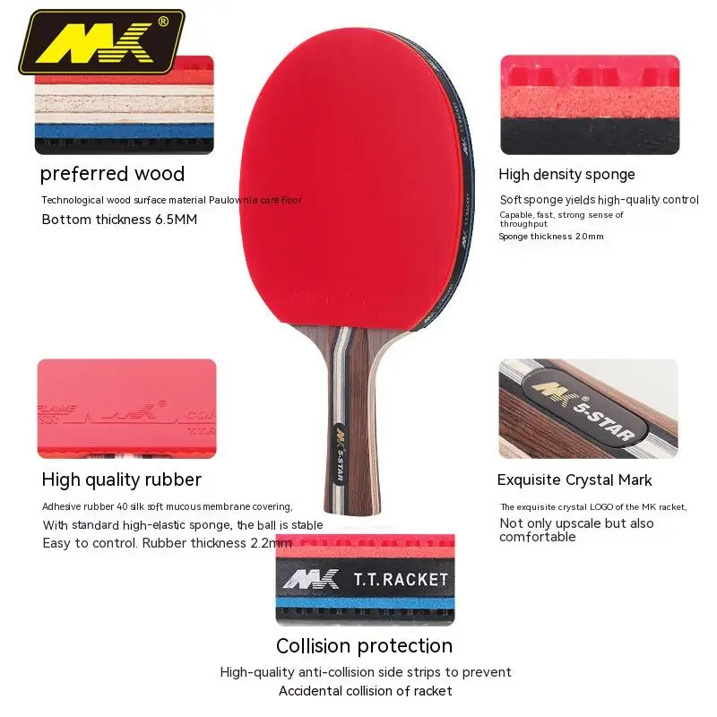 Mk Table Tennis Double , Five Star , Horizontal , Direct, Double-sided, Reverse Glue