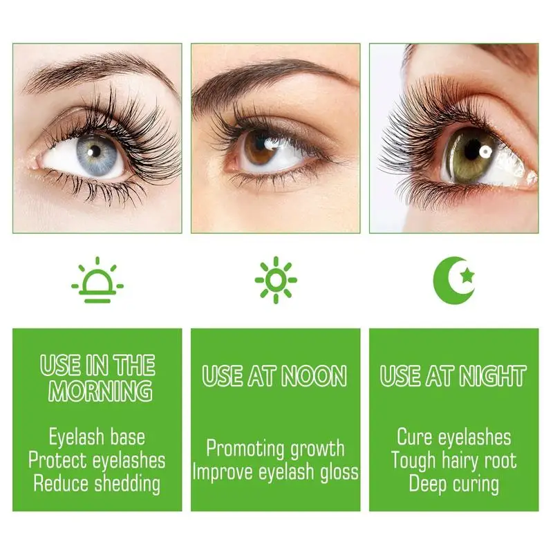Soro de crescimento rápido de cílios nutre folhas de raiz de cílios grosso enrolado fino anti queda cuidados essência produto de cuidados com os olhos