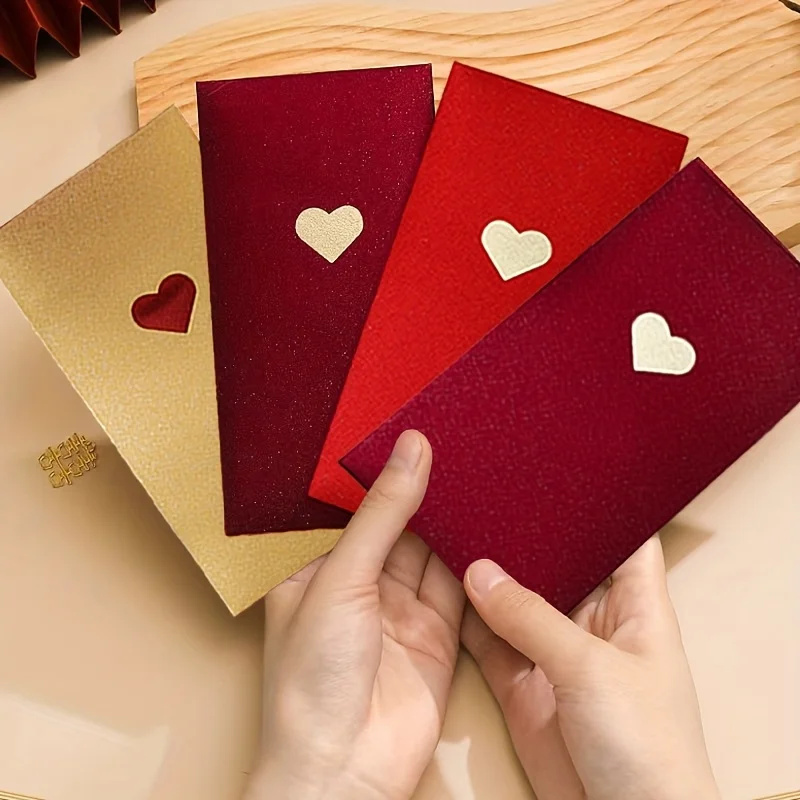 6pcs High Quality New Year Red Envelope with Exquisite Love Patterns, in Three Colors - Perfect for Valentine's Day/New Year