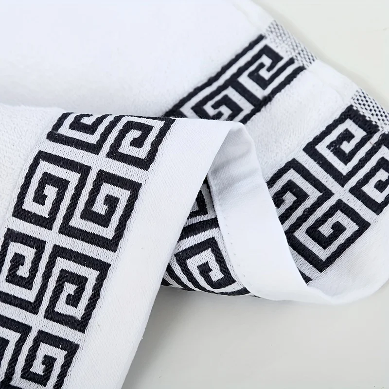 3pcs White Cotton Bathroom Towel Set - 2pcs Hand & Face Towels 34x74cm + Oversized Bath Towel 70x140cm - Shower & Gift Towel
