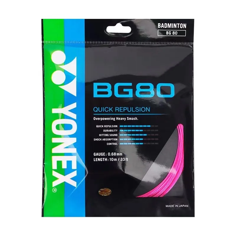 Yonex-Corde de badminton BG80, 0.68mm, sangle de raquette, entraînement d'endurance