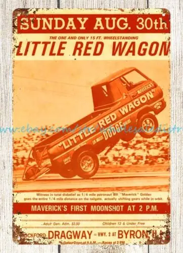 car auto Racing Rockford Dragway Little Red Wagon metal tin sign photo wall art