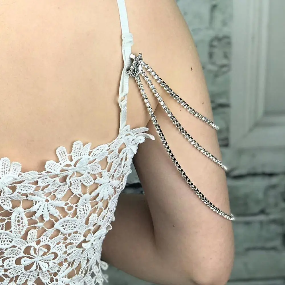 Luxury Wedding Rhinestones Shoulder Chain Multi Layers Bridal Shoulder Jewelry Fashion Straps Upper Arm Chains For Women 2024