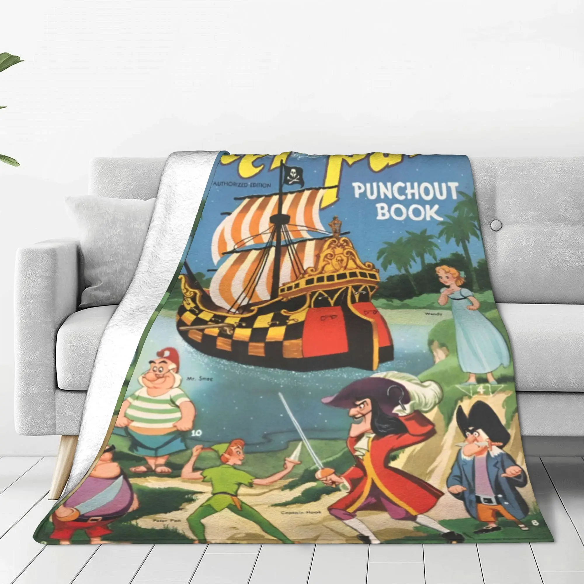 Peter Pan Cartoon Flannel Blankets Famous Fairy Story Funny Throw Blanket for Home 200x150cm Plush Thin Quilt Lightweight