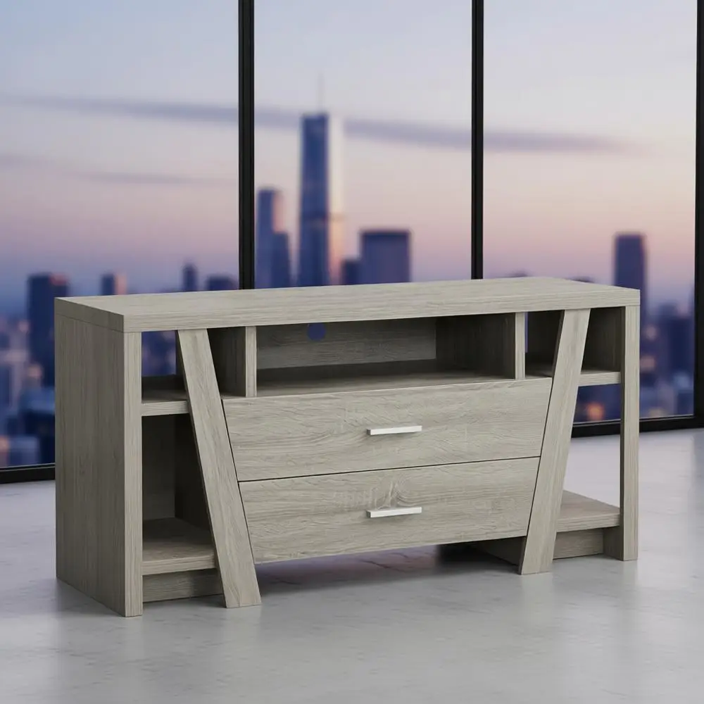 Soporte para TV color taupe oscuro para televisores de 60 pulgadas con 2 cajones de almacenamiento*