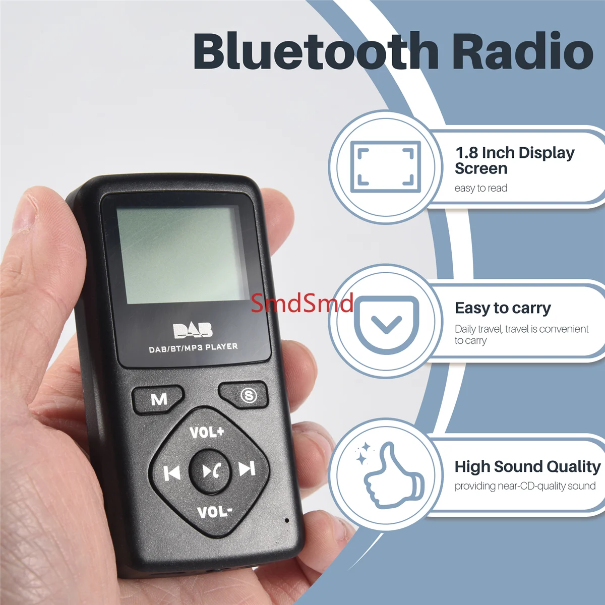 Better Quality DAB/DAB Digital Radio Bluetooth 4.0 Personal Pocket FM Mini Portable Radio Earphone MP3 Micro-USB for Home